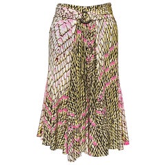 Just Cavalli Multicolor Printed Jersey Ruched Waist Detail Flared Skirt M