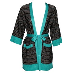 M Missoni Black Textured Knit Belted Cardigan M