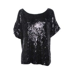 Pierre Balmain Schwarzes übergroßes Strickoberteil in Übergröße mit Paillettenverzierung M