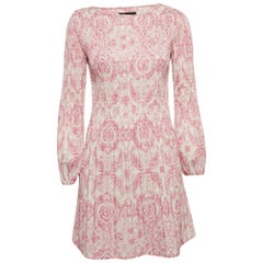 Maje White/Pink Printed Pleated Mini Dress XS