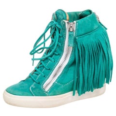 Giuseppe Zanotti Green Suede High Top Wedge Sneakers Size 37