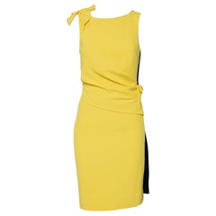 Class By Roberto Cavalli Yellow Crepe Bow Detail Draped Dress S