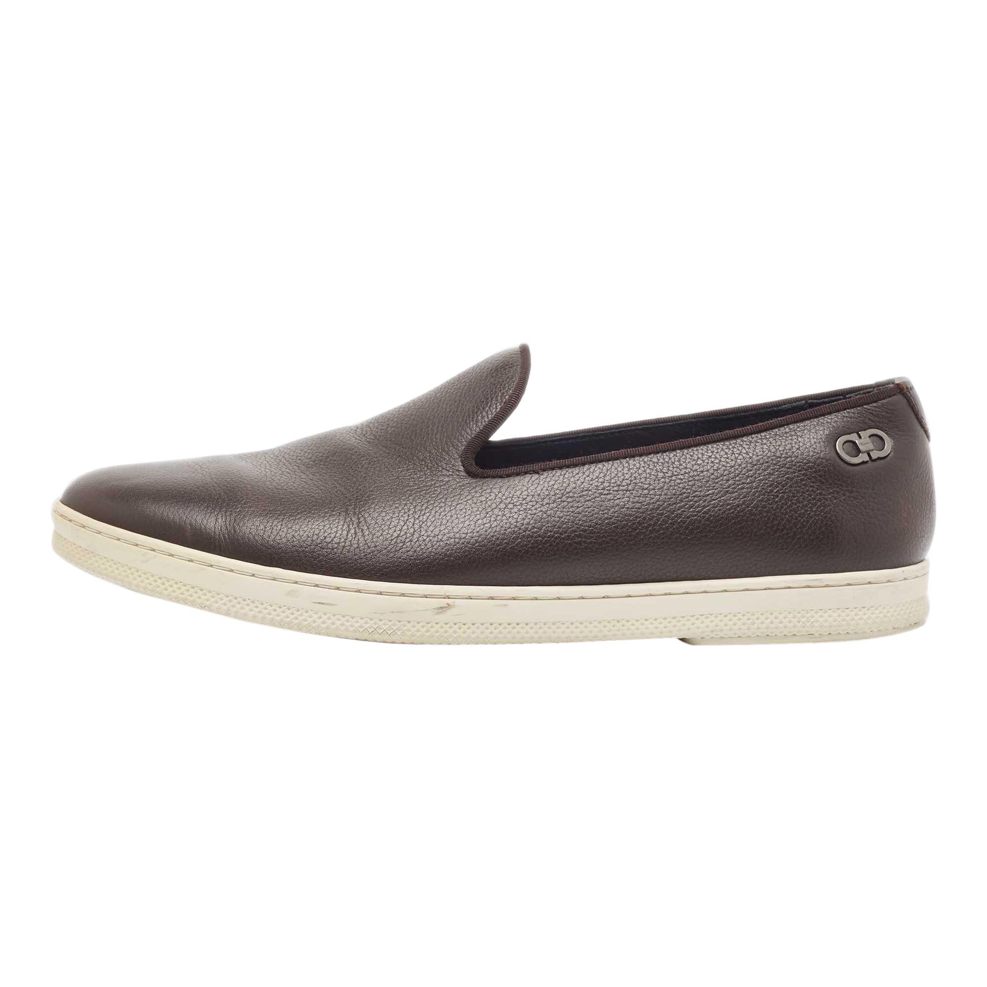 Salvatore Ferragamo Zapatillas Slip On Piel Marrón Talla 41.5