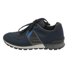 Prada Sport Navy Blue Nylon Low Top Sneakers Size 41