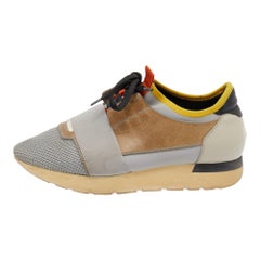 Balenciaga Multicolor Mesh And Leather Race Runner Sneakers Size 38