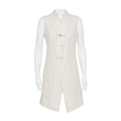 Chaleco Kenzo Crema Bordado Lino Largo Medio L