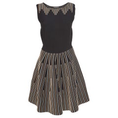 Sandro Black Embroidered Knit Mid-Length Dress M