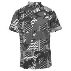 Neil Barrett Monochrome bedruckte Baumwolle Slim Fit Hemd M