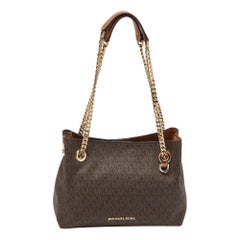 Michael Kors Brown Signatur beschichtetem Canvas Jet Set Kette Tasche