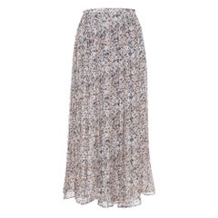 Max Mara Cream Printed Chiffon Pleated Maxi Skirt S