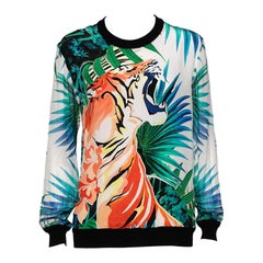 Roberto Cavalli Camiseta de manga larga de seda estampada multicolor M