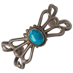 Bracciale in argento turchese anni '50