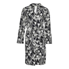 S'Max Mara Monochrome Floral Print Cotton Shirt Dress L