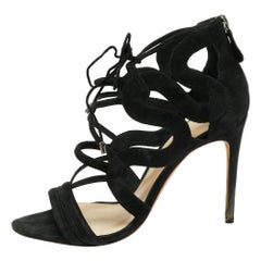 Alexandre Birman Schwarze Elenara Riemchensandalen aus Wildleder mit Knöchelriemen und Krawatte Größe 39,5