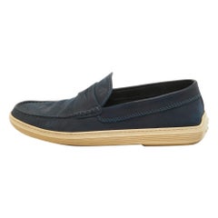 Tod's Slip On Loafers Penny en cuir bleu nubuck, taille 41,5