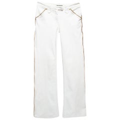 Roberto Cavalli White Contrast Trim Denim Buttoned Jeans XS