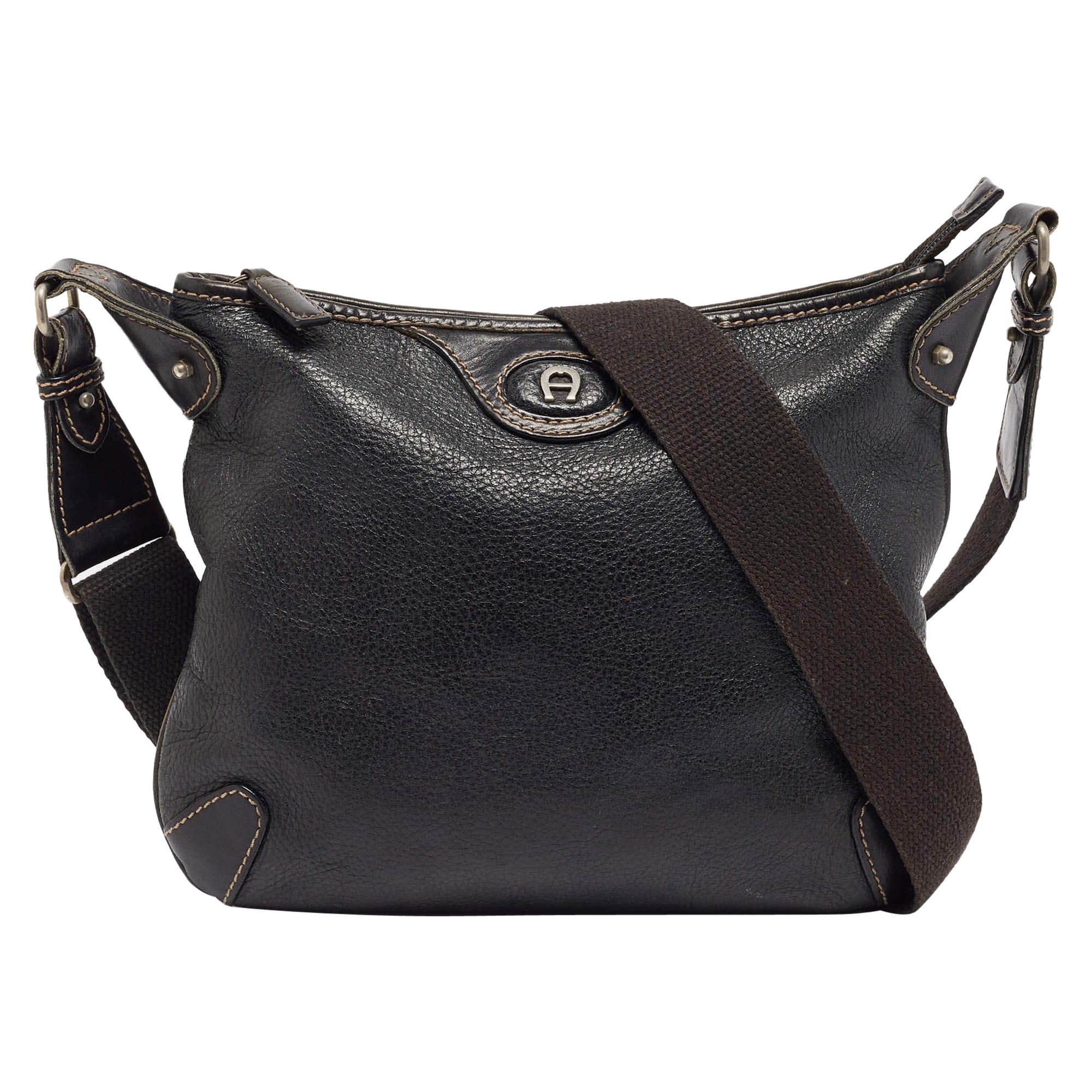 Bolso Messenger Aigner Logo Piel Negro en venta