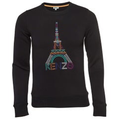 Kenzo Sweat-shirt ras du cou en coton brodé Eiffel noir XS