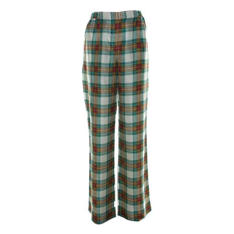 Alberta Ferretti Multicolor Plaid Silk High Waist Trousers M