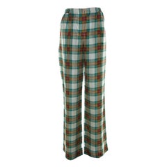 Alberta Ferretti Pantalones de cintura alta de seda a cuadros multicolor M