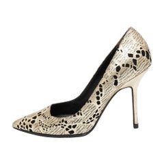 Burberry Metallic Foil Laser Cut Out Leather Pointed Toe Pumps Size 37