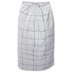 Valentino Grey Checked Faille Knee Length Skirt M