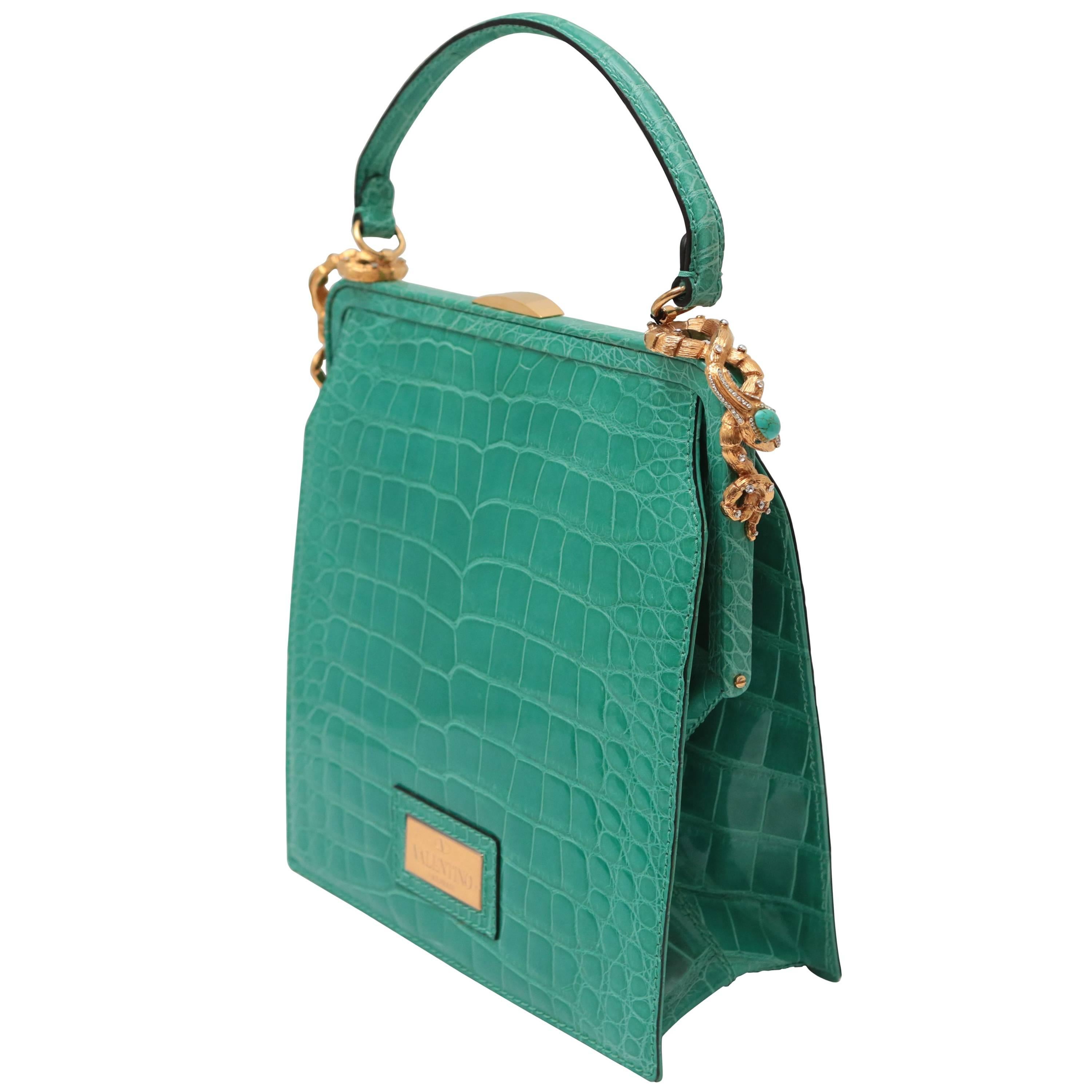 Crocodile handbag Valentino Garavani Green in Crocodile - 27512114