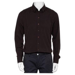 Dolce & Gabbana Brown Cotton Button Front Shirt XXL