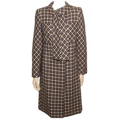 Vintage 1960s Style Pauline Trigere Navy and White Check Coat