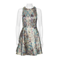 Alice + Olivia Multicolor Lurex Jacquard Cutout Detail Mini Dress S