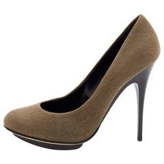 Giuseppe Zanotti Olive Green Canvas Pumps Size 40