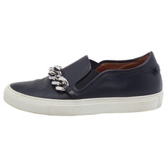 Givenchy Black Leather Maxi Chain Detail Slip On Sneakers Size 38