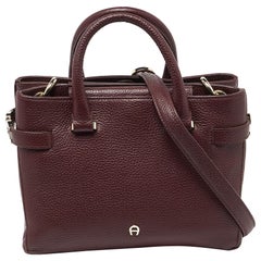 Aigner Maroon Leather Tote