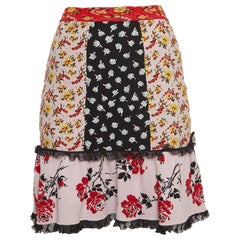 Alexander Mcqueen Mehrfarbiger, geblümter Intarsien-Minirock aus Stretch-Strick XXS