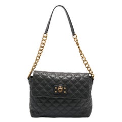 Marc Jacobs Dark Grey Quilted Leather Flap Shoulder Bag