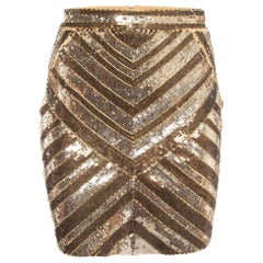Elisabetta Franchi Gold Sequined Mini Skirt S