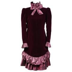 Yves Saint Laurent Haute Couture Velvet and Satin Dress circa 1980s 12