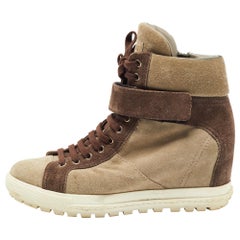 Miu Miu Brown/Grey Suede Ankle Length Stiefel Größe 37