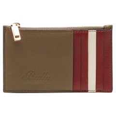 Bally Tricolor Leather Zip Card Holder