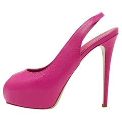 Le Silla Pink Leather Peep Toe Slingback Pumps Size 39