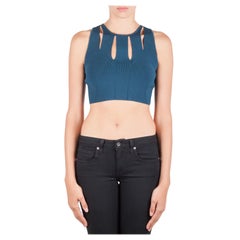 Cushnie Et Ochs Blue Knit Cut Out Crop Top M