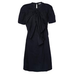 Miu Miu Black Cotton Bow Neck Detail Mini Dress S