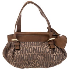 Moschino Brown Monogram Canvas And Leather Tote