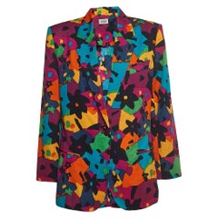 Missoni Donna Vintage Mehrfarbiger einreihiger Blazer aus Baumwolle mit Druck M