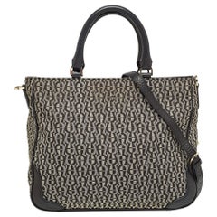 Tote in tela e pelle firmata Aigner nero/grigio
