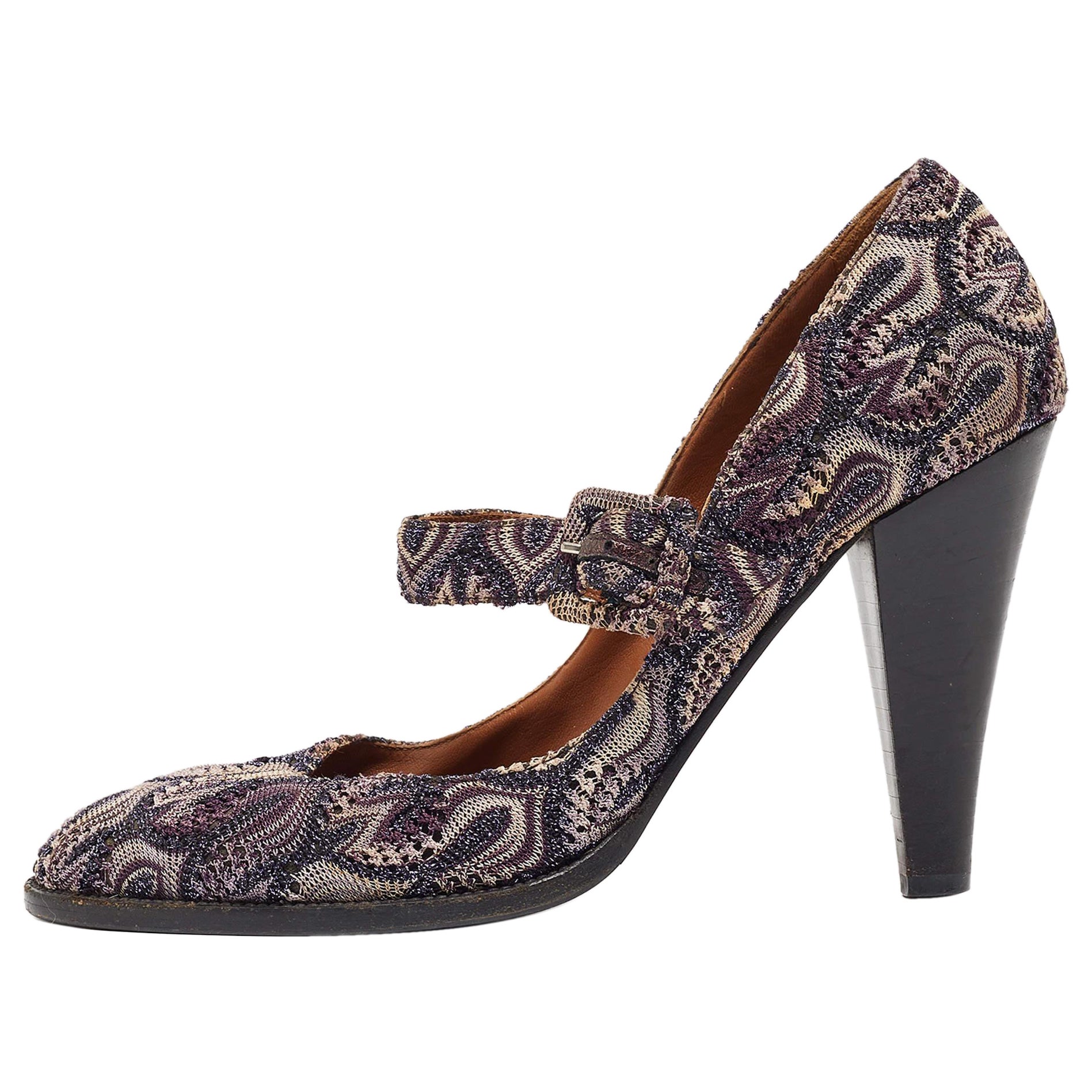 Missoni Multicolor Lurex Fabric Mary Jane Pumps Size 39 For Sale