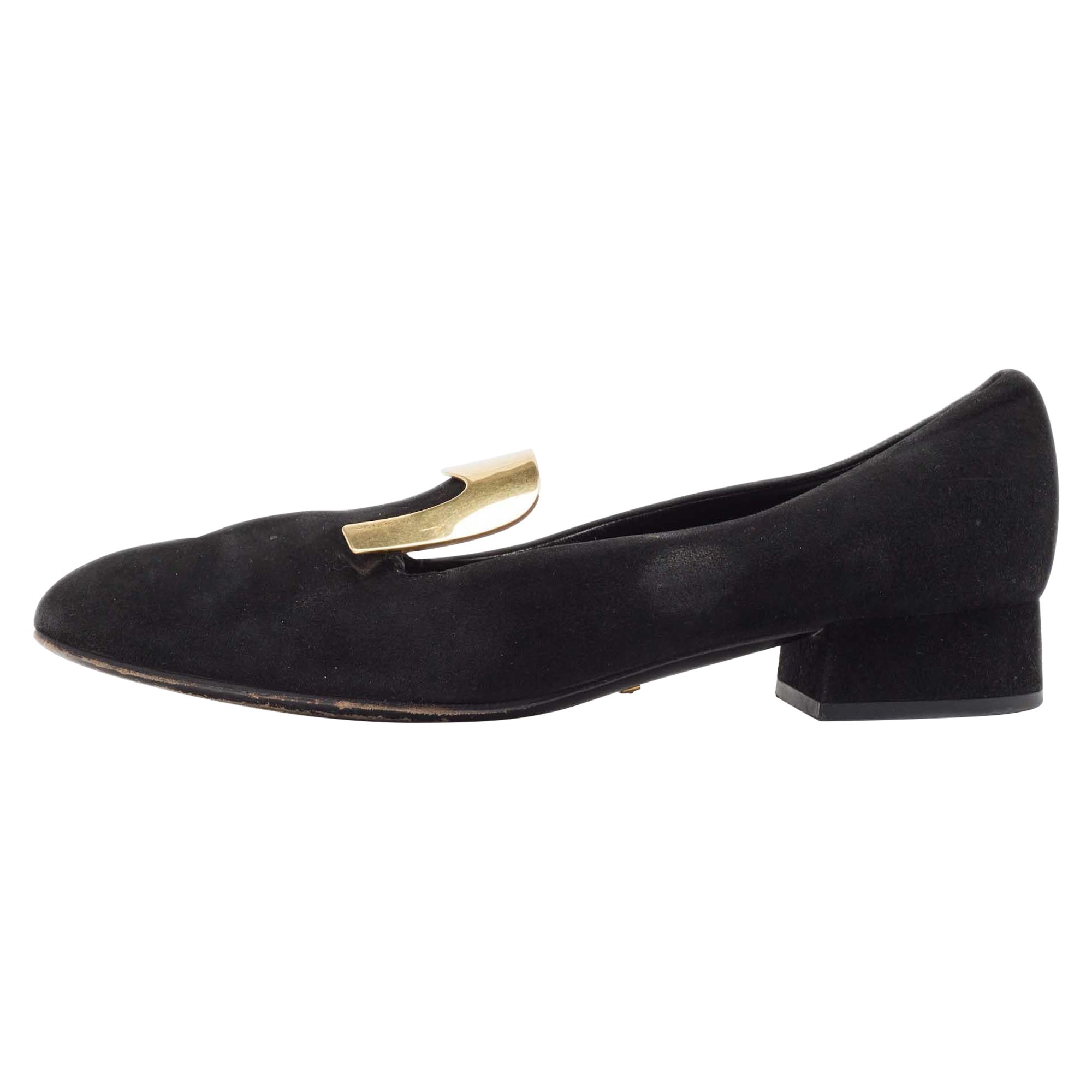 Gucci Black Suede Alma Classic Smoking Slippers Size 39.5 For Sale