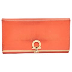 Salvatore Ferragamo Orange Leather Gancini Icona Continental Wallet
