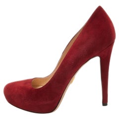 Prada Red Suede Platform Pumps Size 38