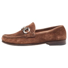 Used Salvatore Ferragamo Brown Suede Loafers Size 41.5